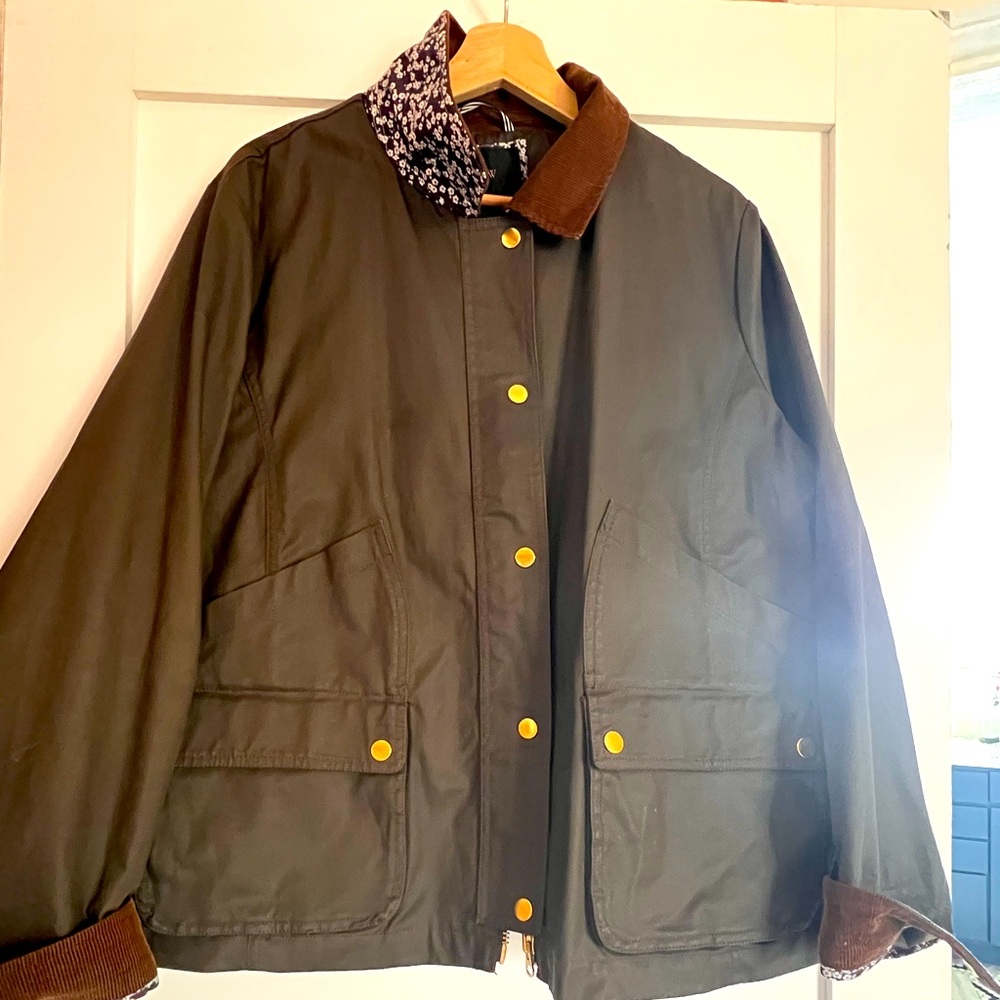 J. Crew Barn Field Jacket with Liberty Floral Print Cotton, size 2XL